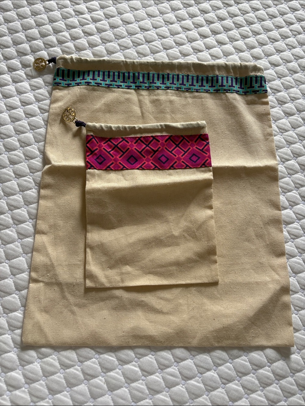 Tory Burch canvas drawstring pouches
